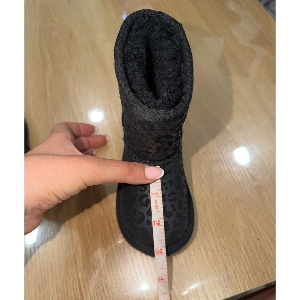 UGG Classic Short Leopard Print Black Boots Kids